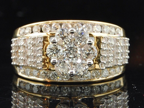 Diamond Flower Engagement Wedding Ring Ladies 14K Yellow Gold Round Cut 1.50 Tcw
