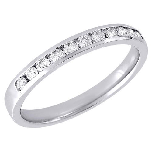 Diamond Wedding Band Ladies 14K White Gold Round Cut Fashion Ring 0.27 Tcw.