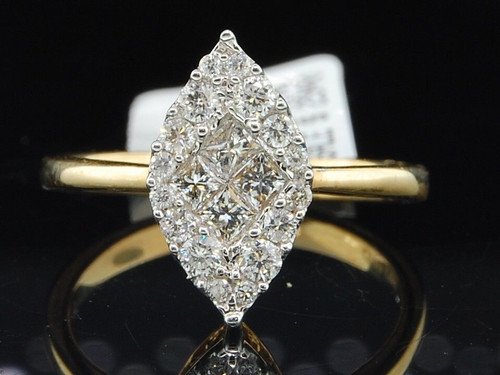 Diamond Engagement Ring 14K Yellow Gold Marquise Shape Princess Cut 1/2 Ct