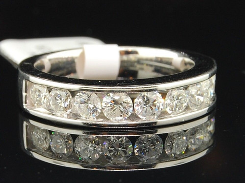 Diamond Anniversary Ring Ladies 14K White Gold Round Wedding Band 1 Tcw.