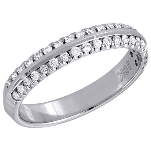 Diamond Wedding Band 10K White Gold Round Cut Ladies Anniversary Ring 0.33 Ct