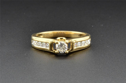 Round Solitaire Diamond Engagement Ring 14K Yellow Gold 0.50 Ct Channel Set