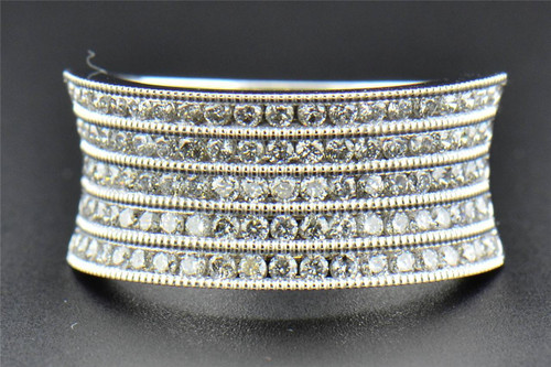 Diamond Wedding Band 14K White Gold Round Cut Ladies 5 Row Ring Concave 1 Ct