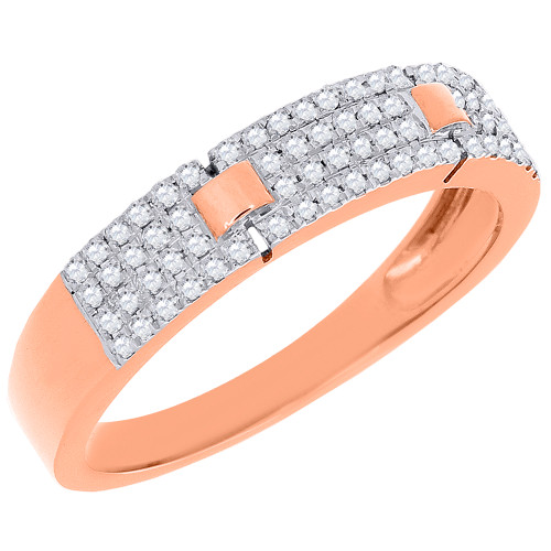 Diamond Anniversary Band Ladies 10K Rose Gold Round Cut Wedding Ring 0.25 Ct.