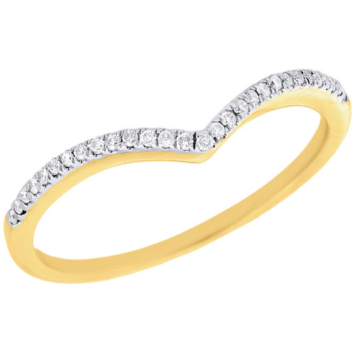 10K Yellow Gold Ladies Diamond Contour Wedding Band Engagement Ring 0.11 Ct.