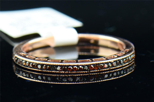 Ladies 10K Pink Rose Gold Red Diamond Engagement Wedding Ring Anniversary Band