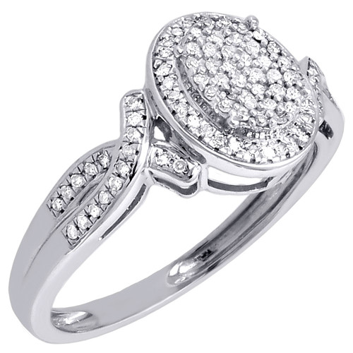 Diamond Infinity Oval 10k White Gold Round Cut Engagement Wedding Ring 1/4 Ct.