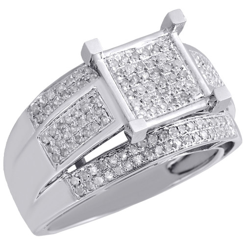 Diamond Engagement Wedding Ring Pave .925 Sterling Silver White Finish 0.26 Ct.