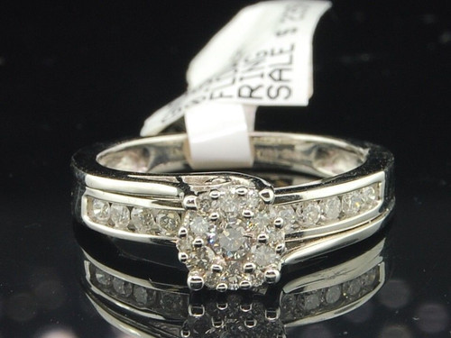 14k White Gold Flower Round Cut Diamond Wedding Bridal Engagement Ring 1/2 Ct.
