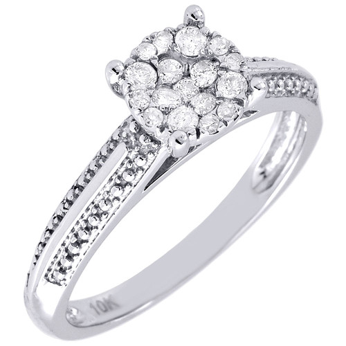 Diamond Engagement Wedding Ring Ladies 10K White Gold Round Cut Band 0.28 Tcw.