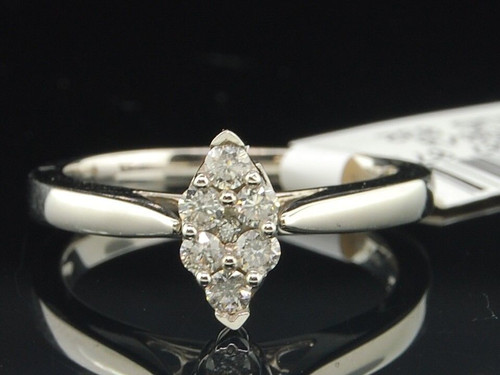 Diamond Engagement Ring 14K White Gold Round Cut Marquise Shape 1/4 Ct