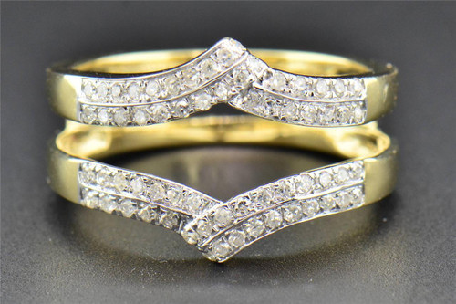 Diamond Enhancer Wrap Solitaire Engagement Ring 2 Row 14K Yellow Gold 0.32 Ct