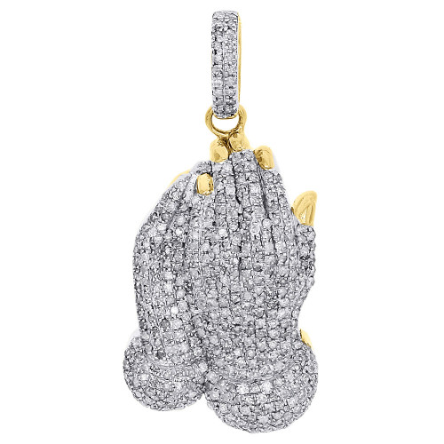 10K Yellow Gold Mens Diamond Praying 