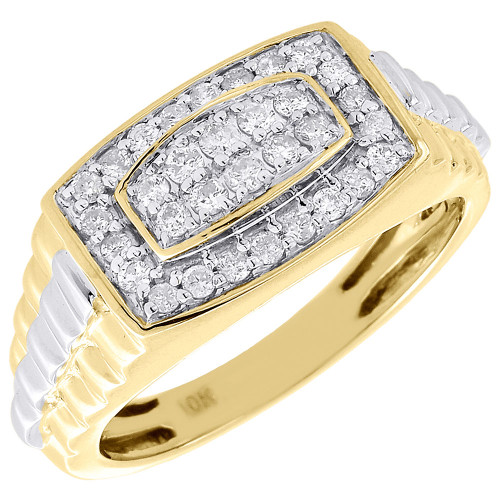 Diamond Wedding Band Men's 10K Two Tone Gold Round Anniversary Ring 1/2 Tcw.