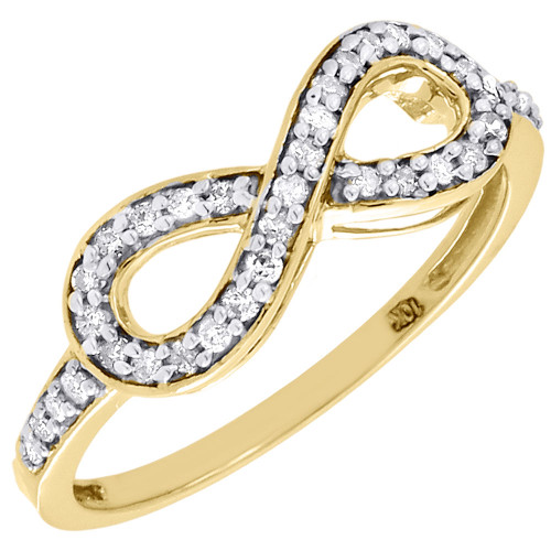 Diamond Infinity Fashion Cocktail Ring Ladies Round Cut 10K Yellow Gold 0.20 Ct.
