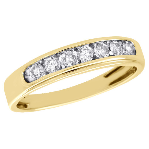 10K Yellow Gold Round Diamond Wedding Band Engagement Ring Channel Set 0.50 ct.