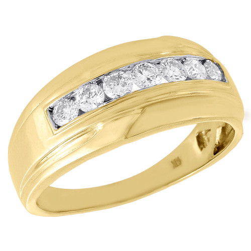 10K Yellow Gold Diamond Wedding Ring Mens Channel Set Engagement Band 1/2 Ct.