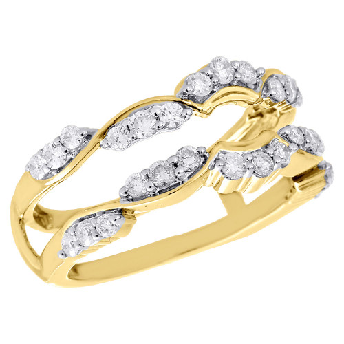 14K Yellow Gold Diamond Enhancer Ring Wrap Jacket Ribbon Wedding Band 3/4 Ct.