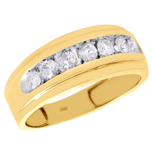 10K Yellow Gold Channel Set Diamond Mens Wedding Band Engagement Ring 0.75 CT.