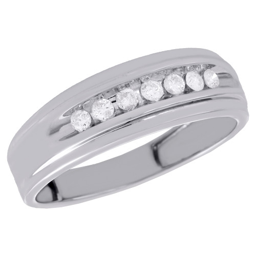 10K White Gold Channel Set Diamond Mens Wedding Band Engagement Ring 0.25 CT.