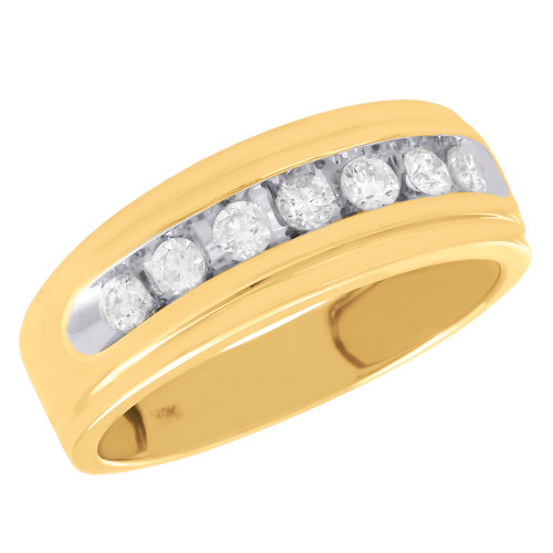 10K Yellow Gold Channel Set Diamond Mens Wedding Band Engagement Ring 0.50 CT.