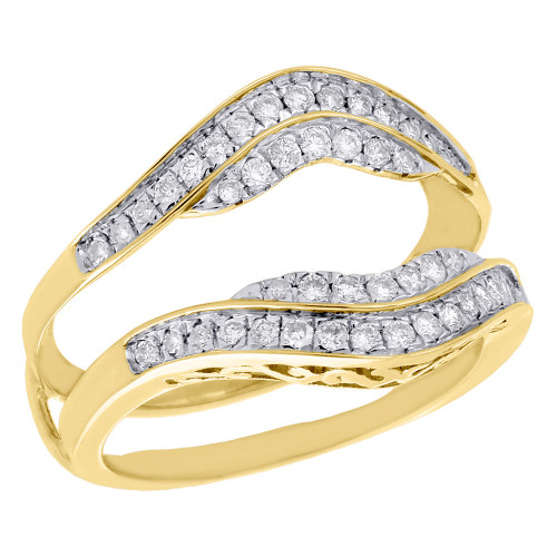 10K Yellow Gold Diamond Enhancer Ring Wrap Jacket Contour Wedding Band 0.44 Ct.