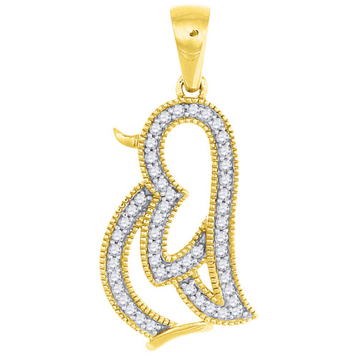 Diamant-Pinguin-Anhänger für Damen, 10 Karat Gelbgold, modischer Vogel-Charm, 0,12 ct.