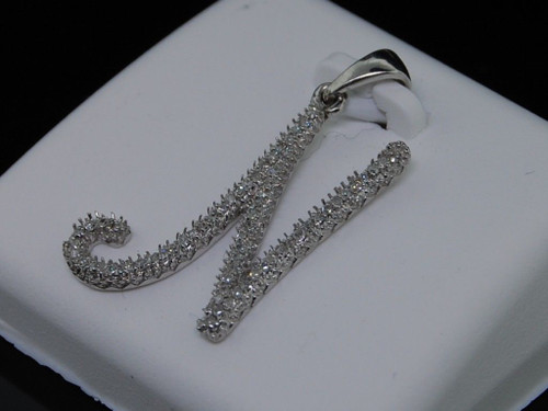 LADIES White GOLD DIAMOND INITIAL LETTER "N" SCRIPT