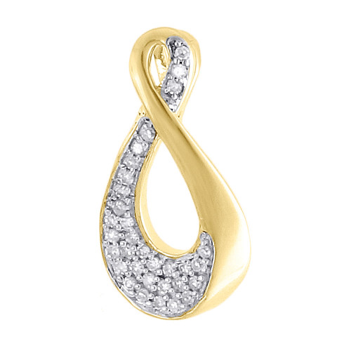 Collier pendentif boucle infini diamant breloque en or jaune 10 carats 0,14 ct.