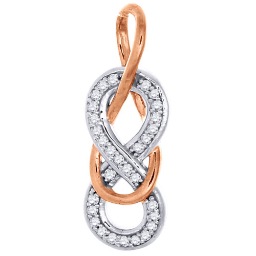 Double Diamond Infinity Pendant Ladies White and Rose Gold Charm Slide 0.10 Ct.