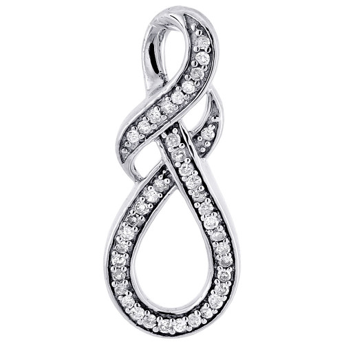 Infinity Knot Diamond Pendant White Gold Round Charm with Necklace 0.20 Ct.