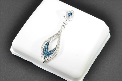 Blå diamant dinglande dropphänge 10k vitguld 0,20 ct. charm