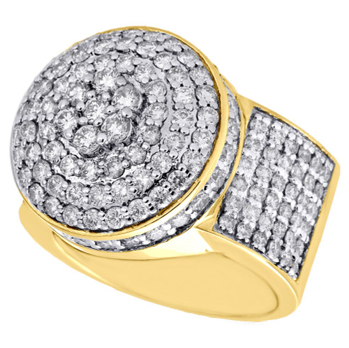 10K Yellow Gold Lollipop Domed Round Diamond Pinky Ring Mens Tier Band 4.45 Ct.