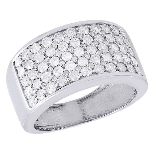 10K White Gold Diamond Wedding Band Mens Round Cut Pave Anniversary Ring 2.50 Ct