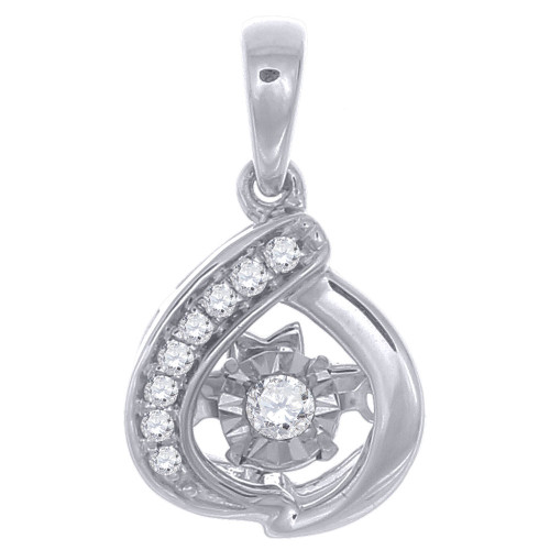 Dancing Diamond Slide Pendant Necklace Ladies 10K White Gold 0.10 CT.