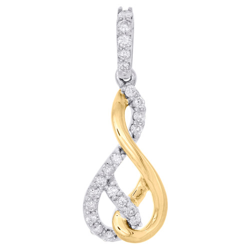 10K Two Tone Gold Diamond Infinity Pendant Intertwined Love Necklace 0.33 CT.