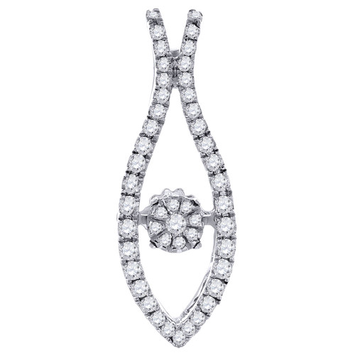 Diamond Slide Designer Dancing Pendant Round 10K White Gold  0.37 CT.