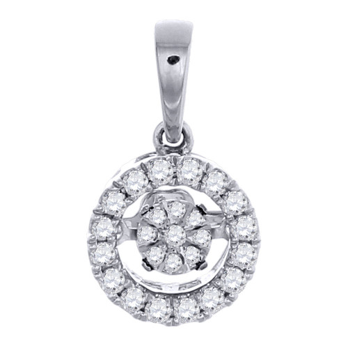 Diamond Solitaire Circle Halo Pendant Ladies 10K White Gold Round Charm 0.24 Ct.