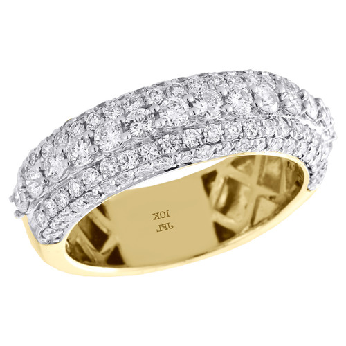 10K Yellow Gold Genuine Diamond Wedding Band 7.50mm Mens Pave Set Ring 1.95 CT.