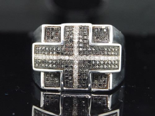 Black & White Diamond Statement Pinky Ring .925 Sterling Silver 0.60 CT