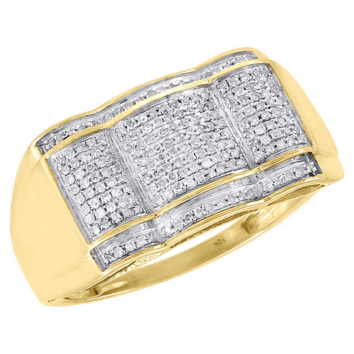 Affordable 10K Yellow Gold Mens Diamond Ring 0.25ct 12mm Wide Wedding Band  406980