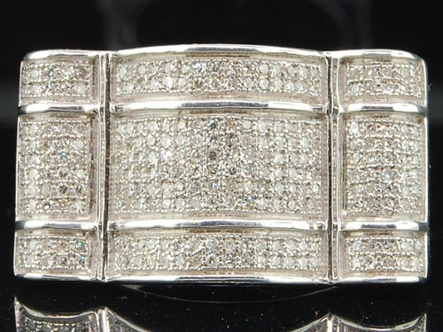Diamond Ring Mens Designer Sterling Silver Round Cut Pave Fashion Band 0.75 Ct