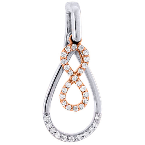 Infinity teardrop diamantvedhæng 10 karat tofarvet guld charm 0,21 ct.