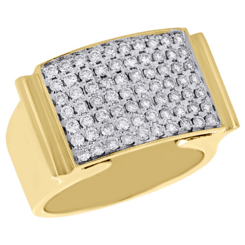 10-karätiger Gelbgold-Ring mit echten Diamanten am kleinen Finger, Herren-Designer-Statement-Band, 1,15 ct.