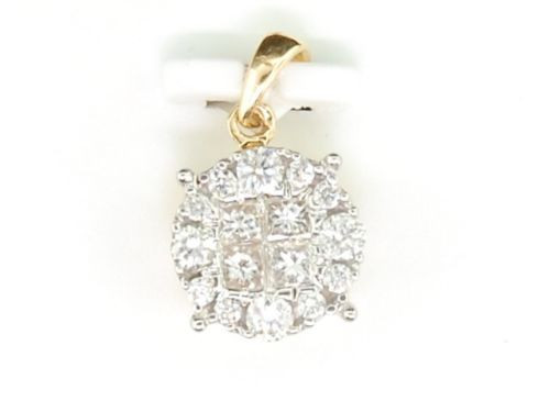 Diamond Princess Cut Pendant Ladies 14K Yellow Gold Round Circle Charm 0.50 Tcw.