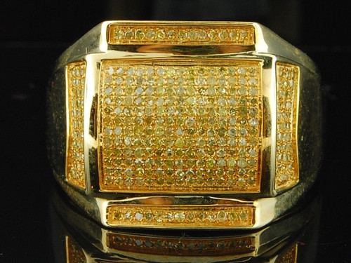 Gelber Diamant-Pinky-Ring für Herren, 10 Karat Gelbgold, Rundschliff-Statement-Band, 0,46 ct.