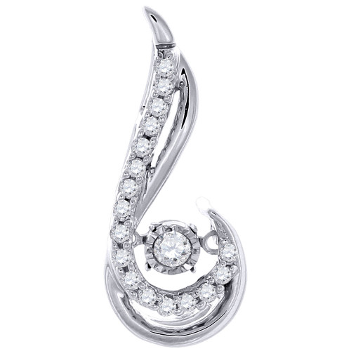 Dancing Diamond Slide Designer Pendant Ladies 10K White Gold 0.20 CT.