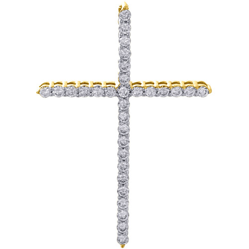 Diamond Cross Pendant Ladies 10K Yellow Gold Fashion Religious Charm 0.49 Ct.