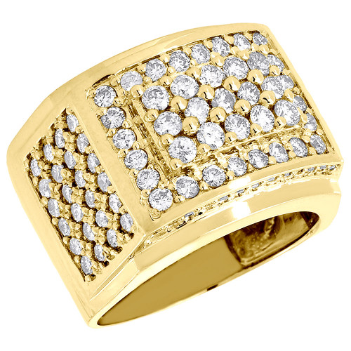 Diamond Pinky Ring Mens Round Cut 14K Yellow Gold Wedding Band 3.10 Ct. (17mm)