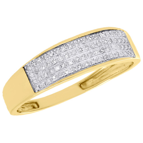 10K Yellow Gold  Round Diamond Wedding Band 5.50mm Engagement Pave Ring 0.35 ct.